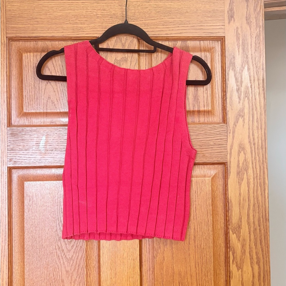 Reformation Red Sleeveless Ribbed Top